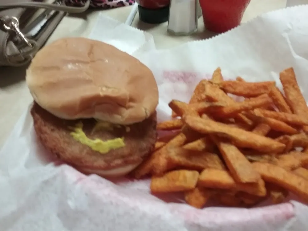 Slug Burger and Sweet Potato Fries